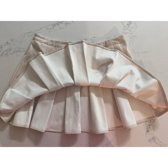 TCEC Mini Skirt Size Medium Faux Leather Pleated Cream Y2K 90s - Picture 6 of 11